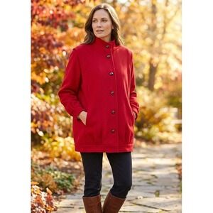 Vintage Charles Klein Peacoat Women's 14 Red 100% Wool Button Up Outdoor Pockets